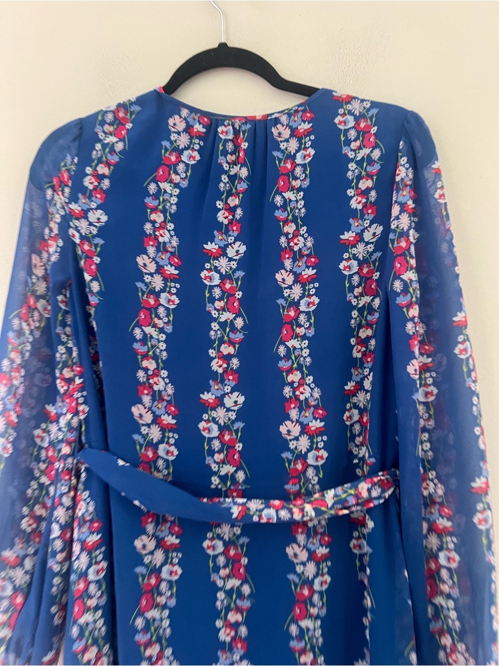 Boden Blue Floral Long-Sleeve Belted Midi Dress - Picture 13 of 13